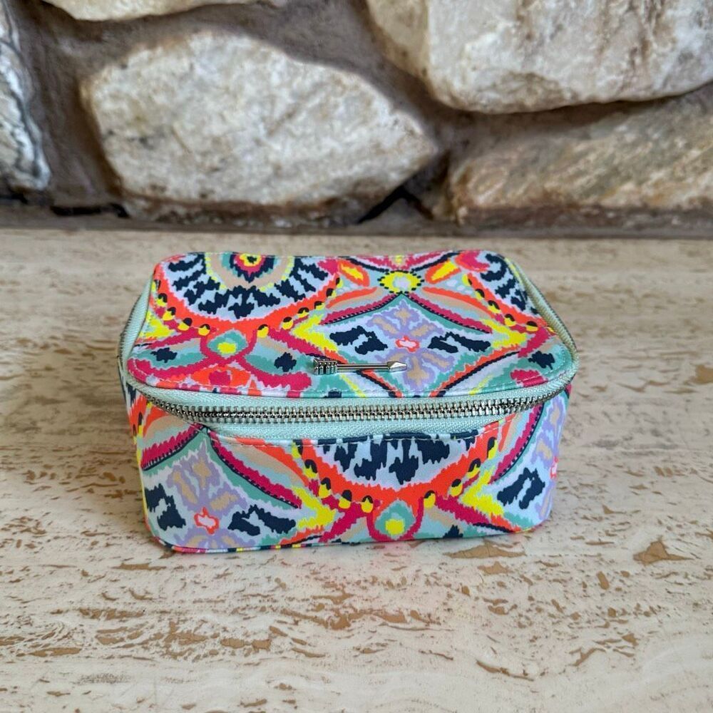 Stella & Dot Multicolor Ikat Travel Jewelry Case organization travel boho